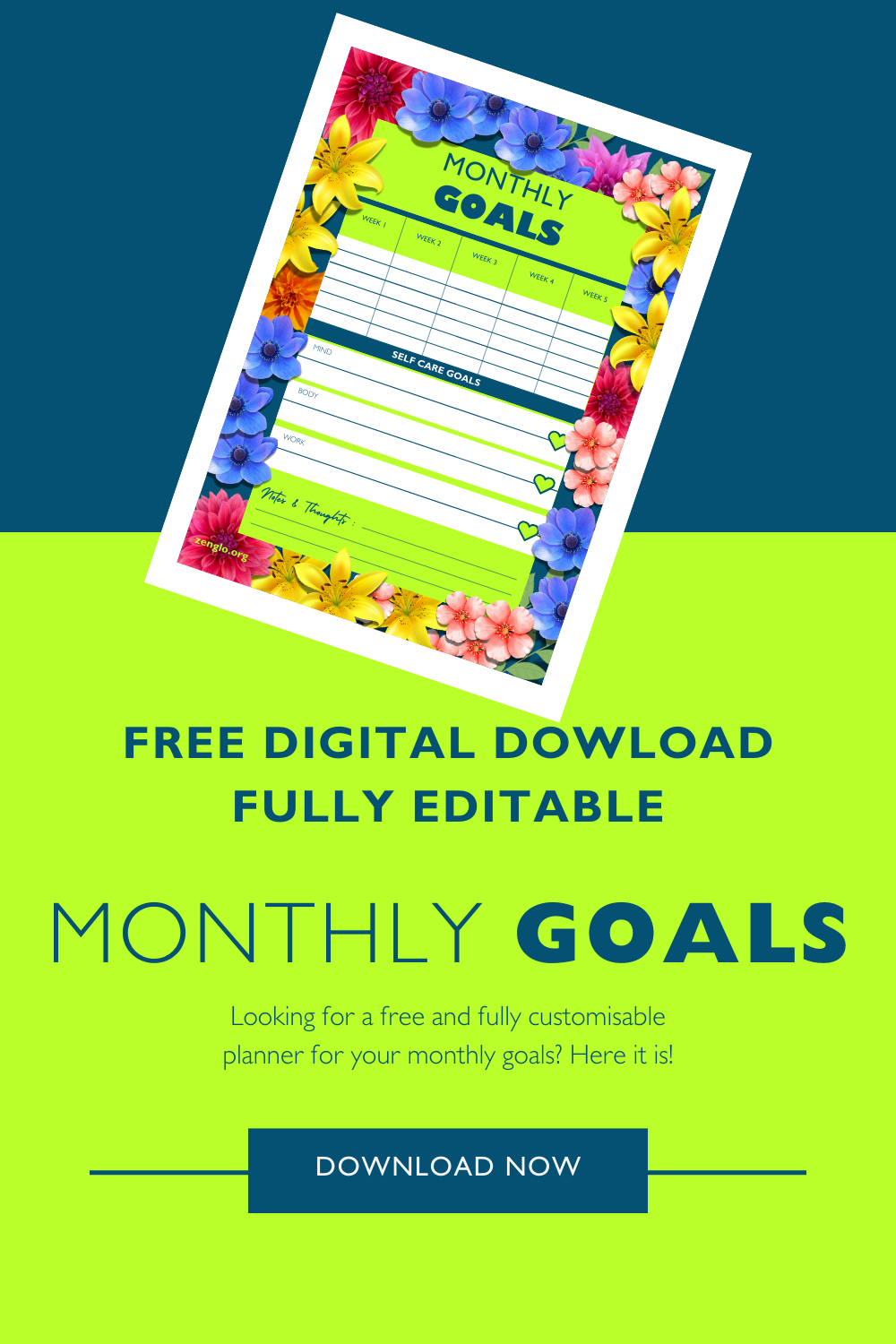 Monthly Goals - Free Digital Download